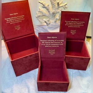 Eight Mood Burgundy Rust Velvet 3-Box Keepsake Set